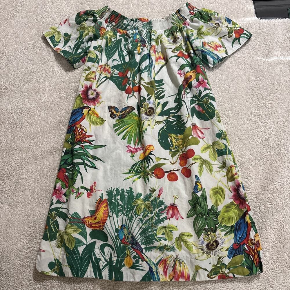 J. Crew Cowl Smocked Neck Tropical Print Dress Size 0
